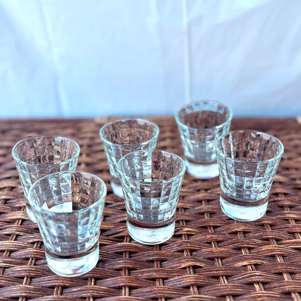 Luminarc Feather Logo Faceted Shot Glasses Set of 6 France